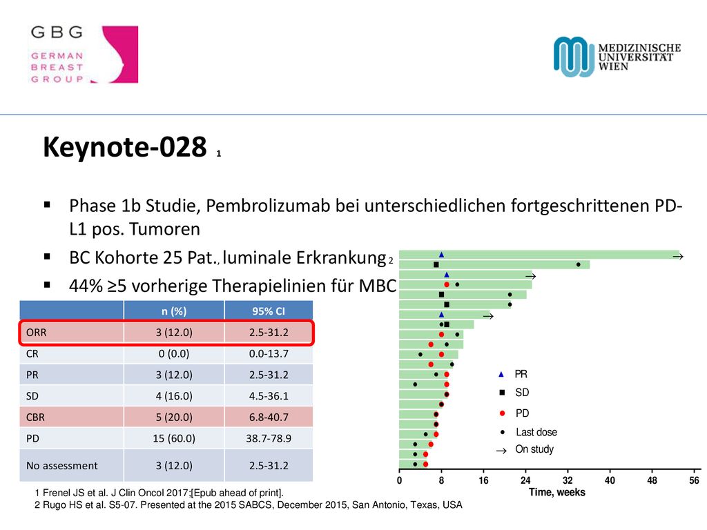 Keynote Phase 1b Studie, Pembrolizumab bei unterschiedlichen fortgeschrittenen PD-L1 pos. Tumoren.