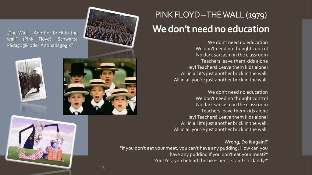 PINK FLOYD – THE WALL (1979) We don’t need no education