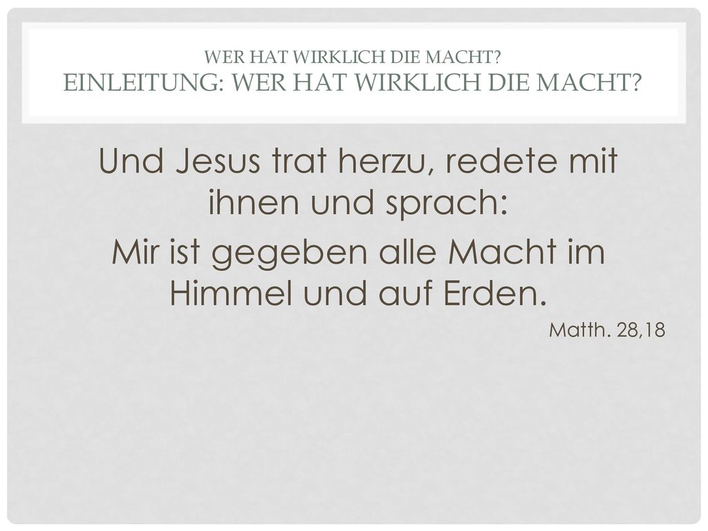 Wer hat wirklich die Macht Einleitung: Wer hat wirklich die Macht