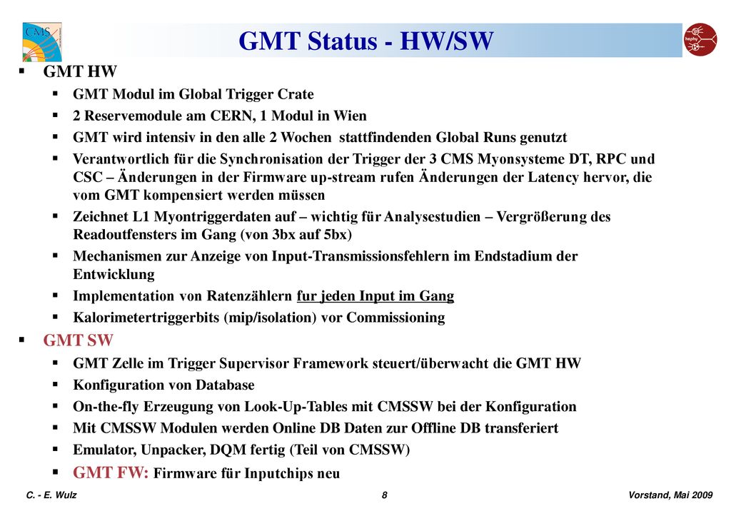 GMT Status - HW/SW GMT HW GMT SW GMT FW: Firmware für Inputchips neu