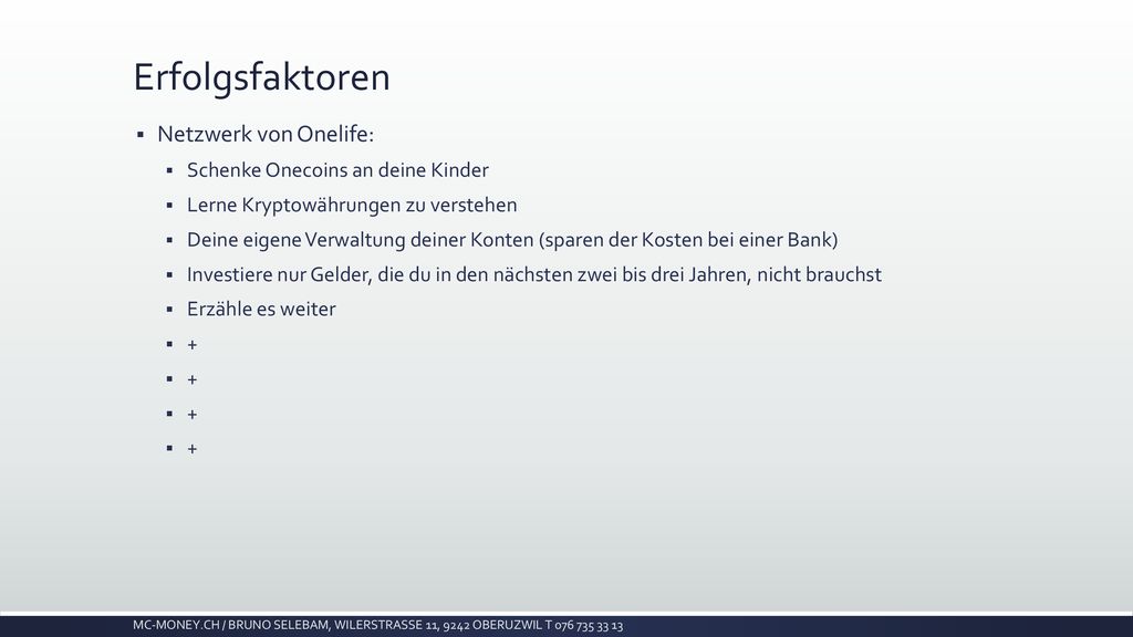 Erfolgsfaktoren Netzwerk von Onelife: Schenke Onecoins an deine Kinder