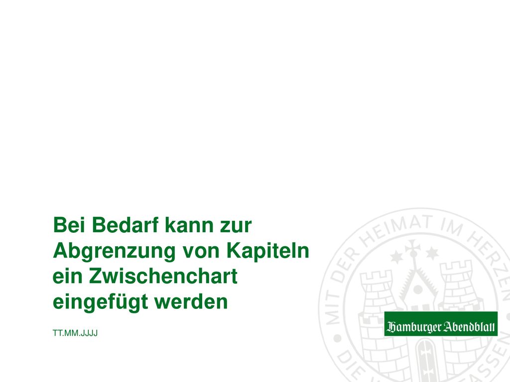 Bei Bedarf kann zur Abgrenzung von Kapiteln ein Zwischenchart eingefügt werden