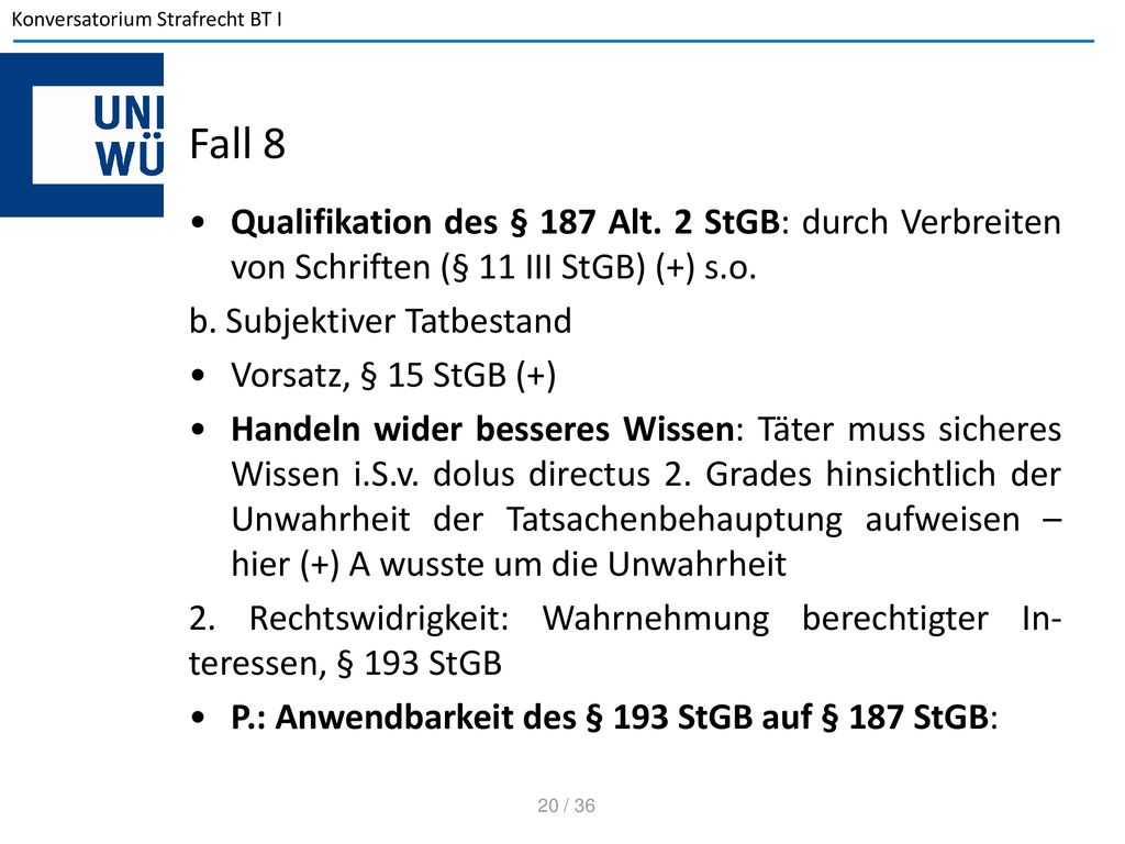 Fall 8 Qualifikation des § 187 Alt. 2 StGB: durch Verbreiten von Schriften (§ 11 III StGB) (+) s.o.