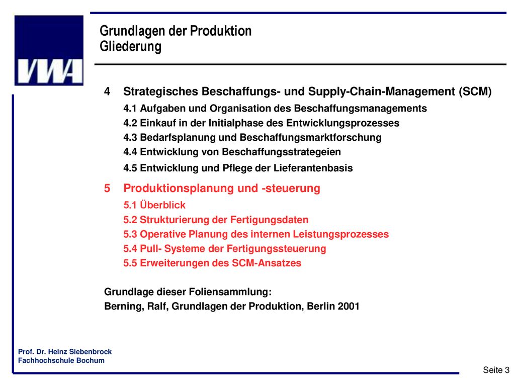 Grundlagen der Produktion Gliederung