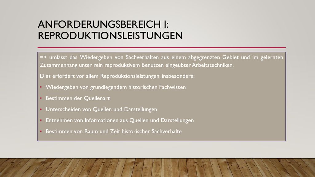 Anforderungsbereich I: Reproduktionsleistungen