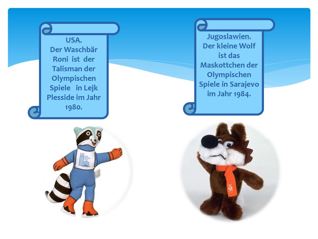 Jugoslawien. Der kleine Wolf ist das Maskottchen der Olympischen Spiele in Sarajevo im Jahr USA.
