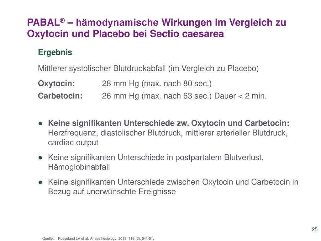 PABAL® – hämodynamische Wirkungen im Vergleich zu Oxytocin und Placebo bei Sectio caesarea