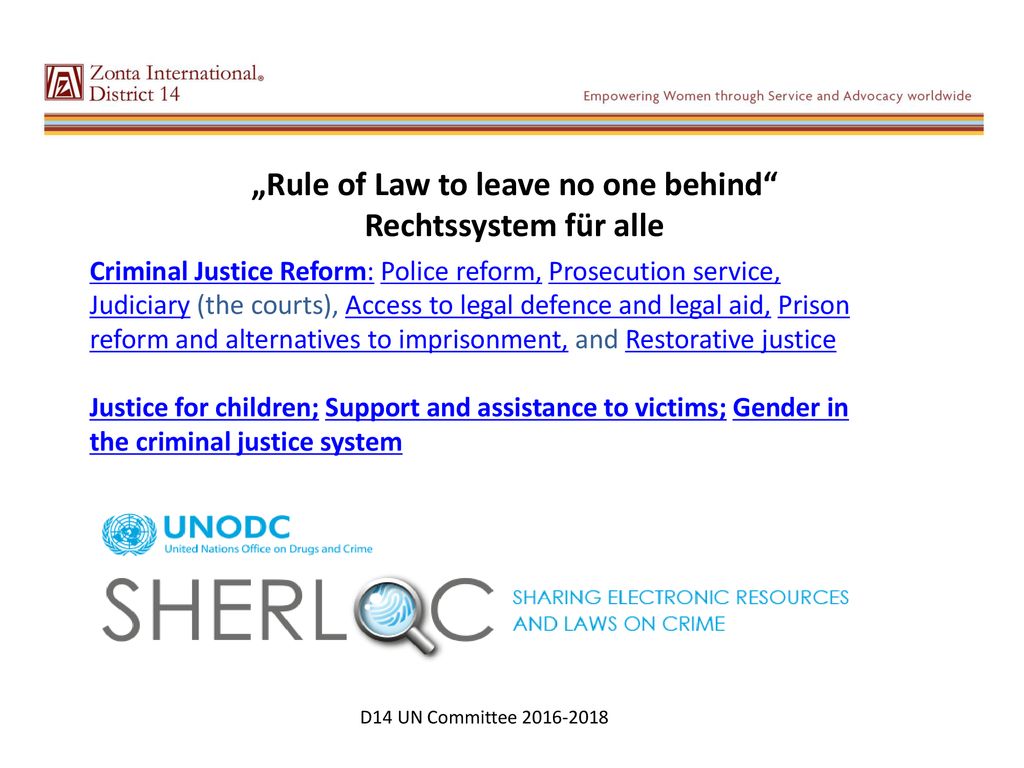 „Rule of Law to leave no one behind Rechtssystem für alle