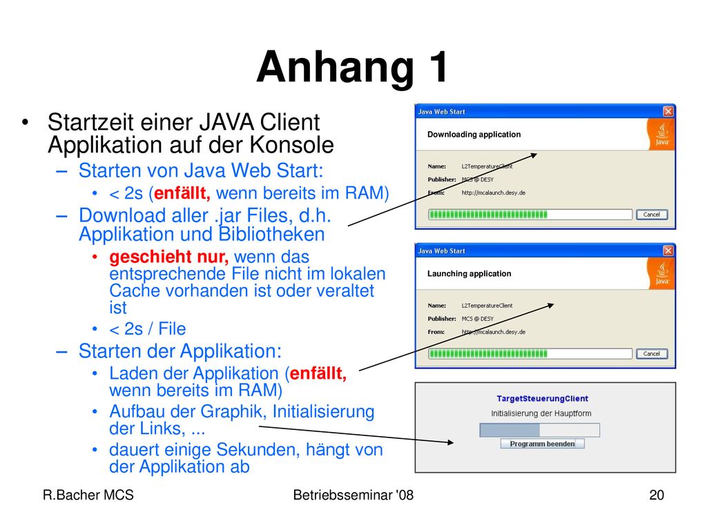Anhang 1 Startzeit einer JAVA Client Applikation auf der Konsole