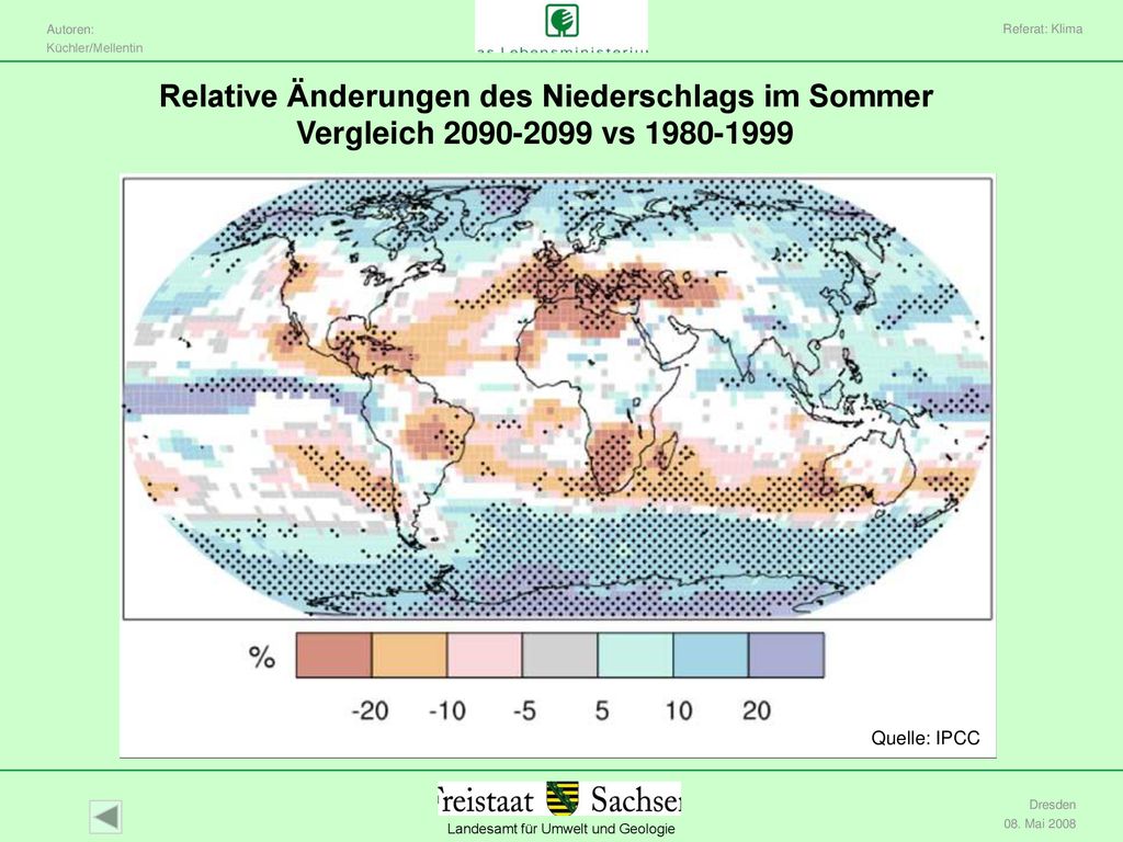 Referat: Klima Relative Änderungen des Niederschlags im Sommer Vergleich vs