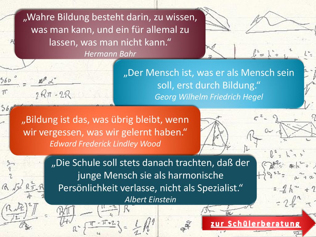 „Der Mensch ist, was er als Mensch sein soll, erst durch Bildung.