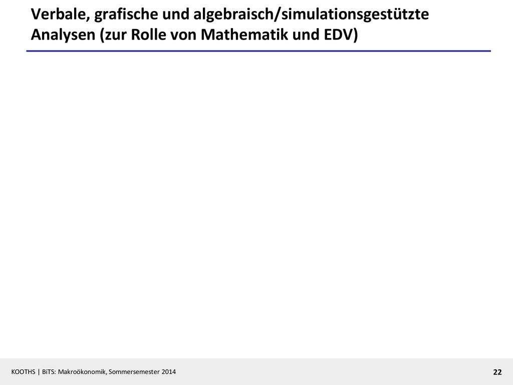 Verbale, grafische und algebraisch/simulationsgestützte Analysen (zur Rolle von Mathematik und EDV)