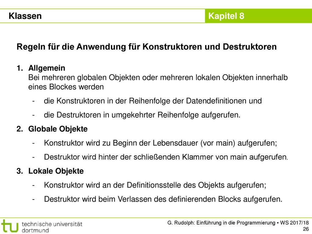 Regeln für die Anwendung für Konstruktoren und Destruktoren