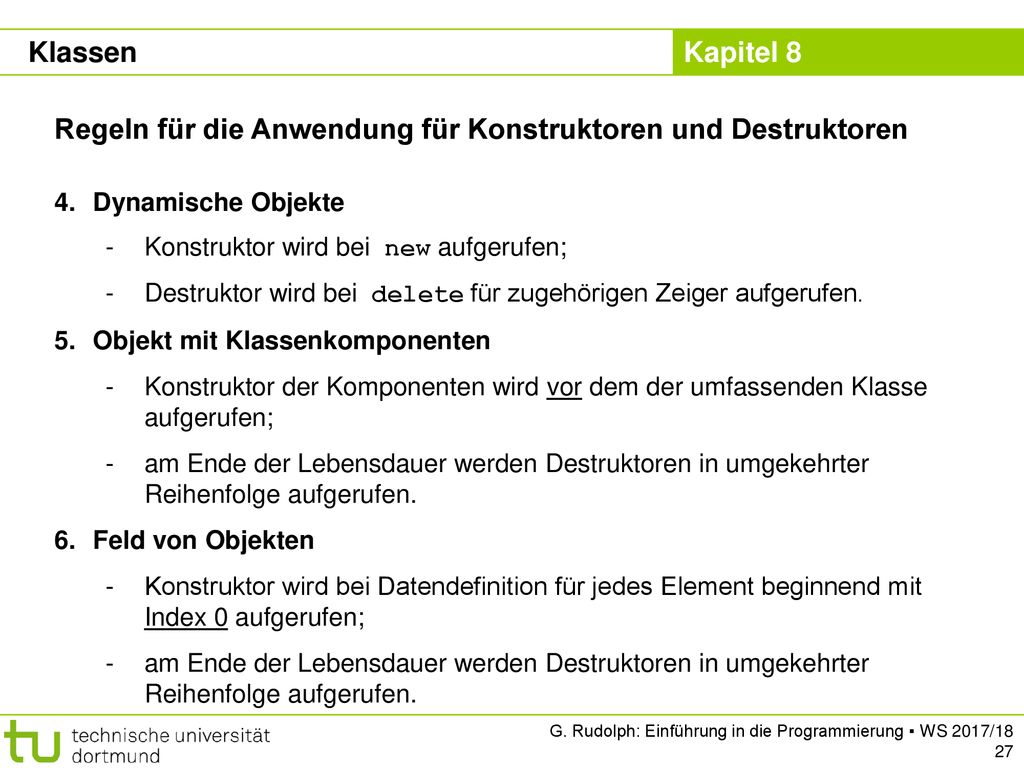 Regeln für die Anwendung für Konstruktoren und Destruktoren