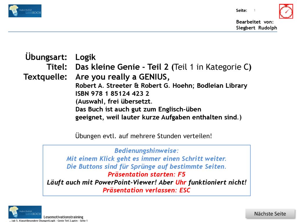 Das kleine Genie - Teil 2 (Teil 1 in Kategorie C)