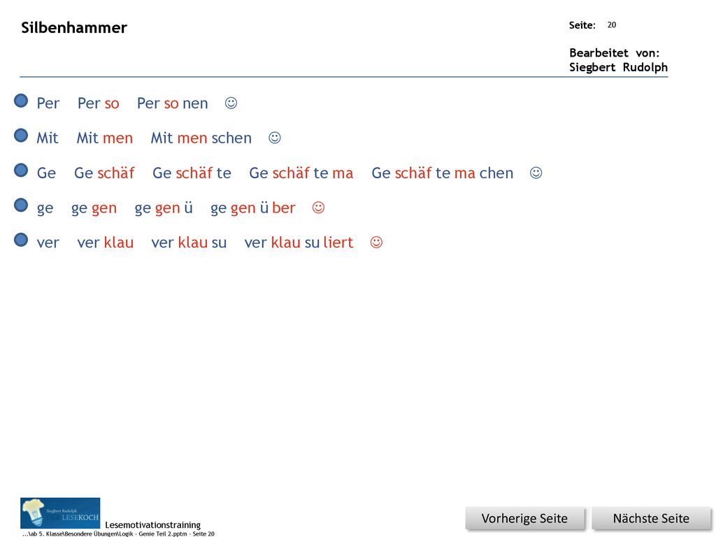 Silbenhammer Per Per so Per so nen J Mit Mit men Mit men schen J Ge Ge