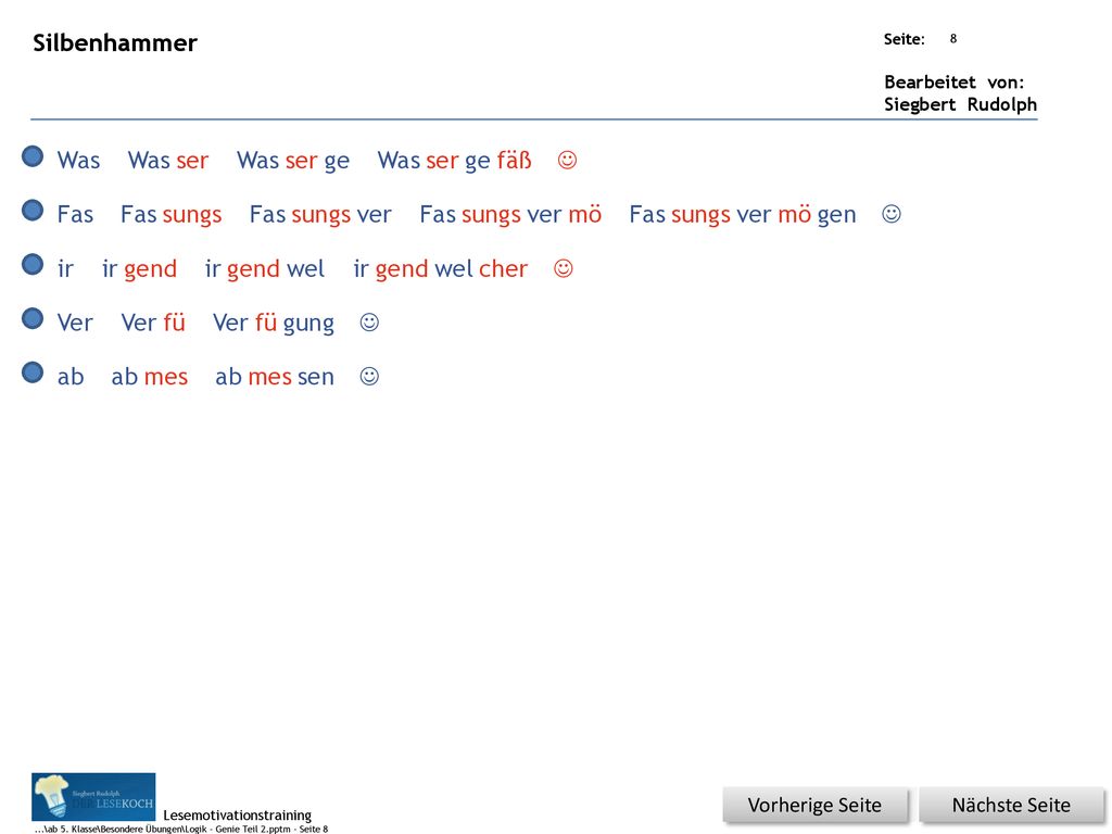 Silbenhammer Was Was ser Was ser ge Was ser ge fäß J Fas Fas sungs Fas