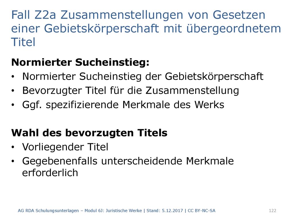 Fall Z2a Zusammenstellungen von Gesetzen einer Gebietskörperschaft mit übergeordnetem Titel