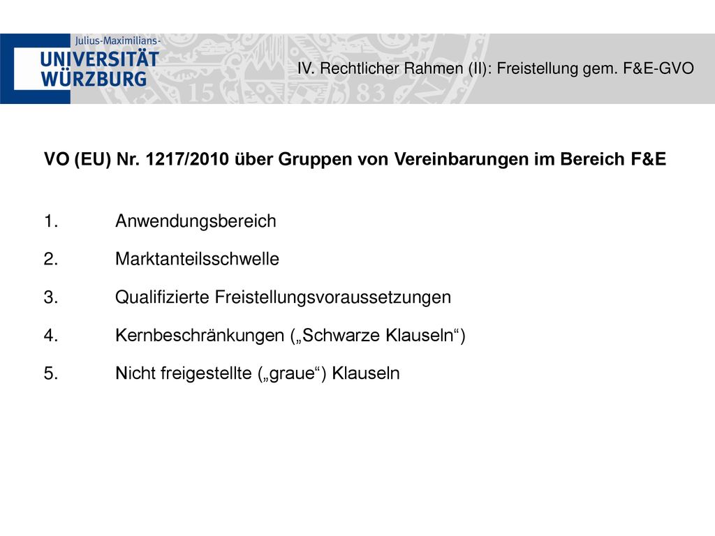 VO (EU) Nr. 1217/2010 über Gruppen von Vereinbarungen im Bereich F&E