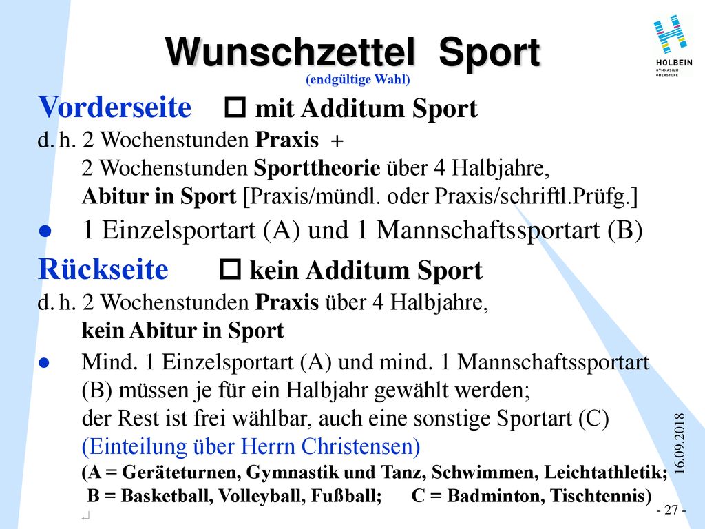 Wunschzettel Sport Vorderseite  mit Additum Sport