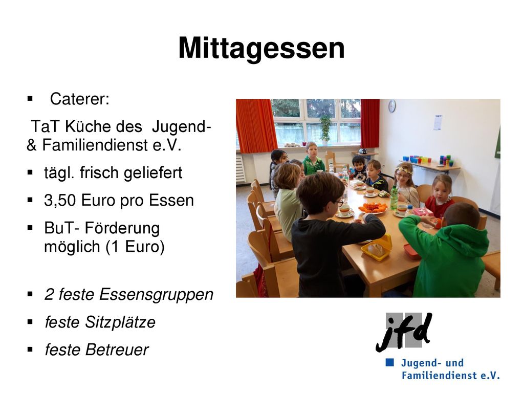 Mittagessen Caterer: TaT Küche des Jugend- & Familiendienst e.V.