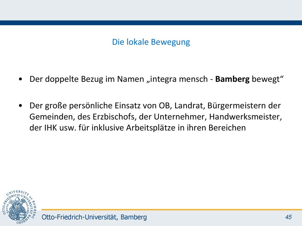 Die lokale Bewegung Der doppelte Bezug im Namen „integra mensch - Bamberg bewegt