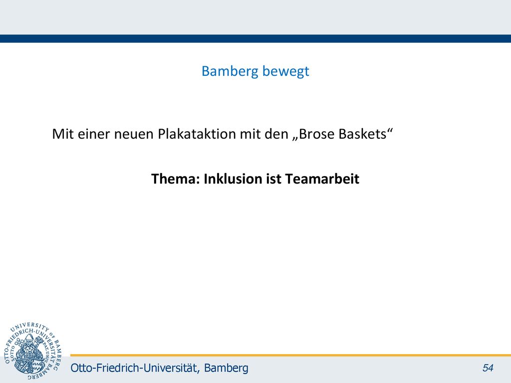 Bamberg bewegt Mit einer neuen Plakataktion mit den „Brose Baskets Thema: Inklusion ist Teamarbeit