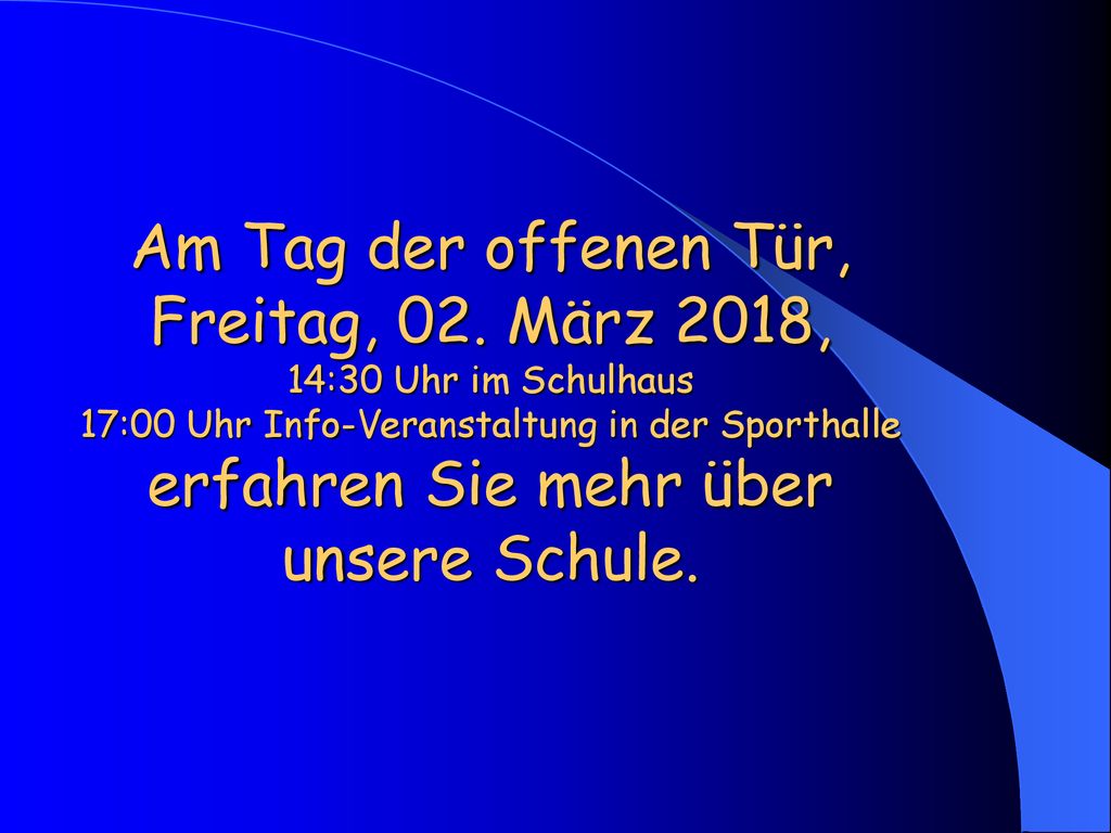 Am Tag der offenen Tür, Freitag, 02