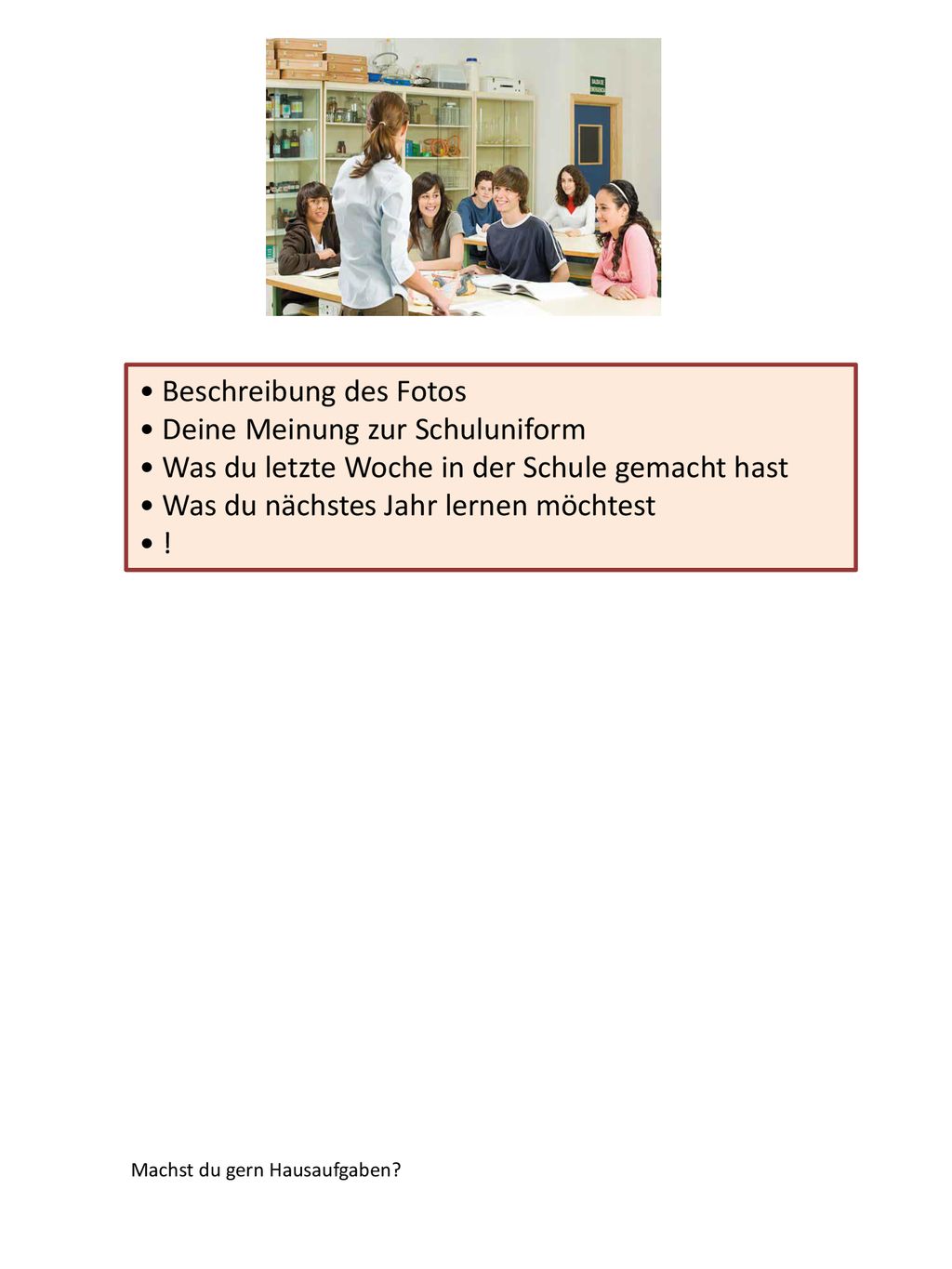 • Beschreibung des Fotos • Deine Meinung zur Schuluniform