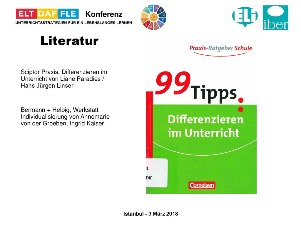 Literatur Sciptor Praxis, Differenzieren im Unterricht von Liane Paradies / Hans Jürgen Linser.