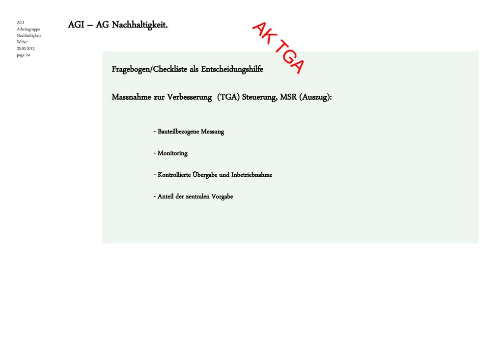 AK TGA Fragebogen/Checkliste als Entscheidungshilfe