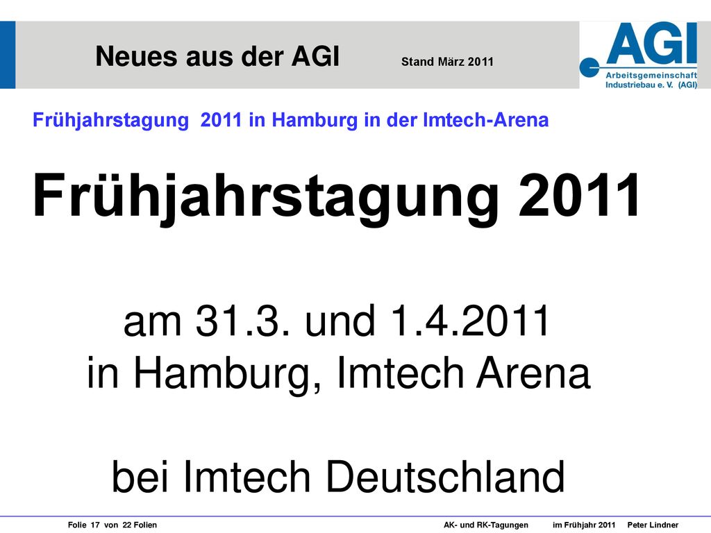 Frühjahrstagung 2011 am und in Hamburg, Imtech Arena