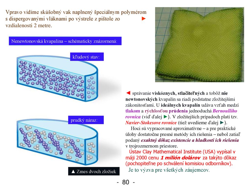 Vpravo vidíme skúšobný vak naplnený špeciálnym polymérom s dispergovanými vláknami po výstrele z pištole zo ► vzdialenosti 2 metre.