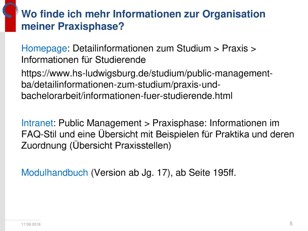 Wo finde ich mehr Informationen zur Organisation meiner Praxisphase