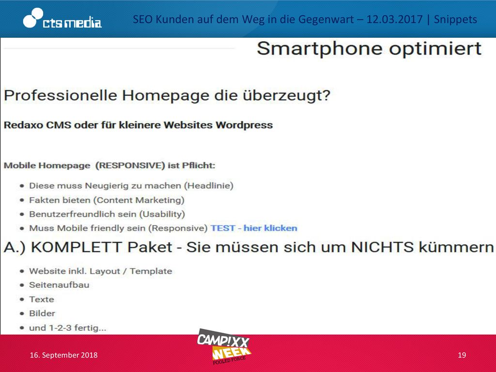 SEO Kunden auf dem Weg in die Gegenwart – | Snippets