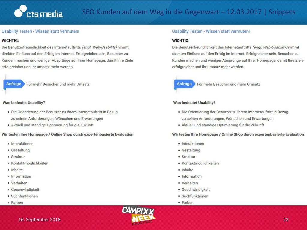 SEO Kunden auf dem Weg in die Gegenwart – | Snippets