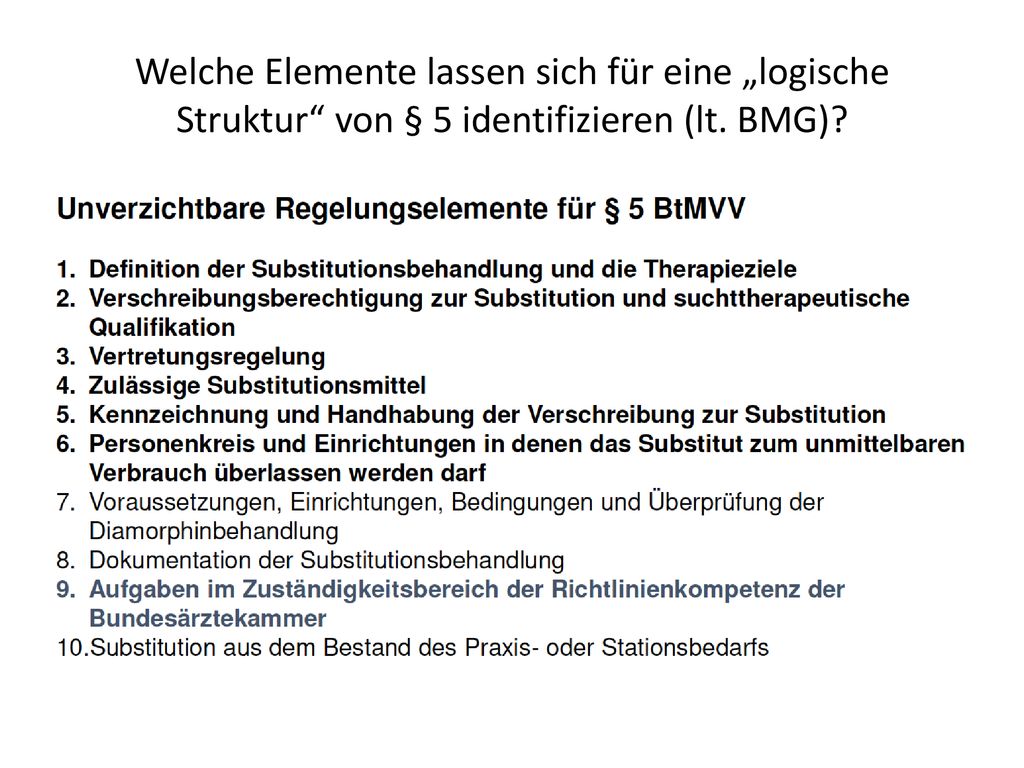 Welche Elemente lassen sich für eine „logische Struktur von § 5 identifizieren (lt. BMG)
