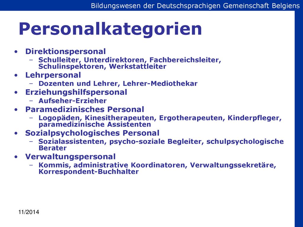 Personalkategorien Direktionspersonal Lehrpersonal
