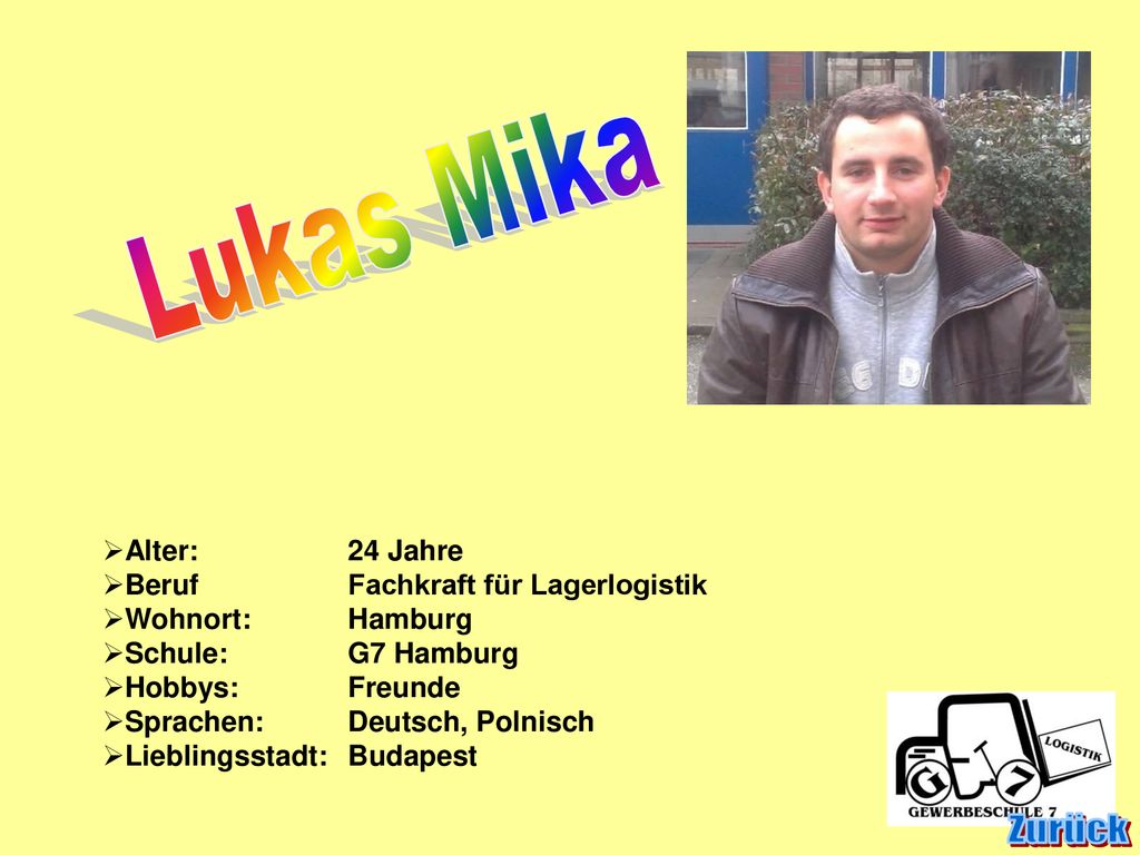 Zurück Lukas Mika Alter: 24 Jahre Beruf Fachkraft für Lagerlogistik