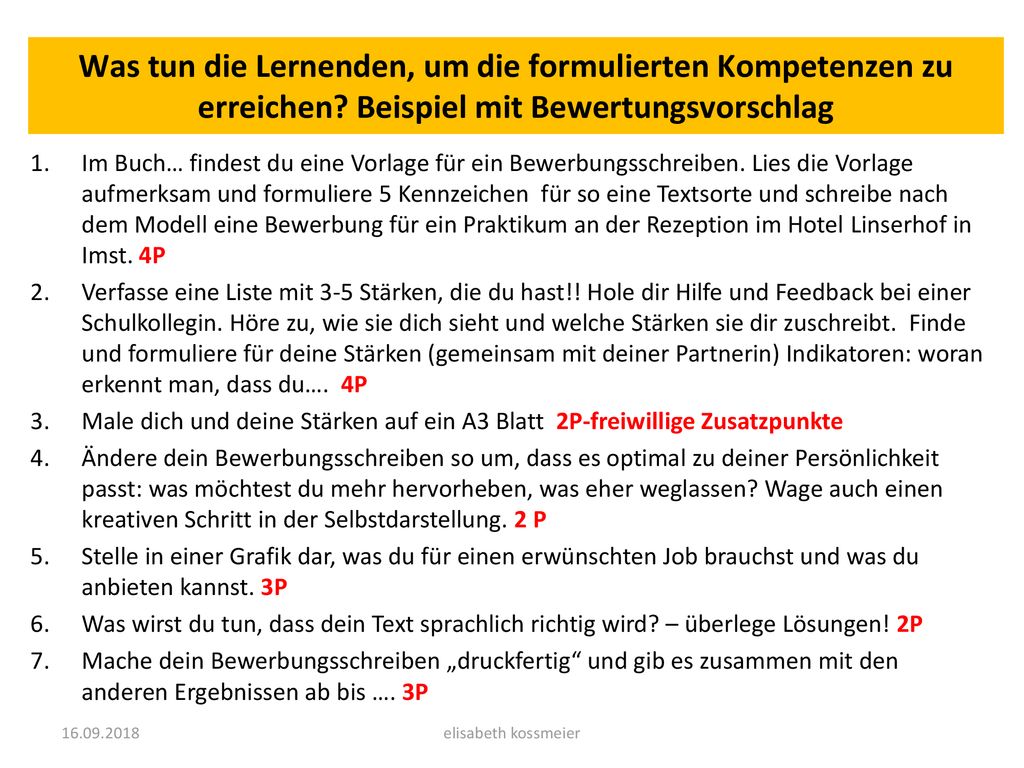 Was tun die Lernenden, um die formulierten Kompetenzen zu erreichen
