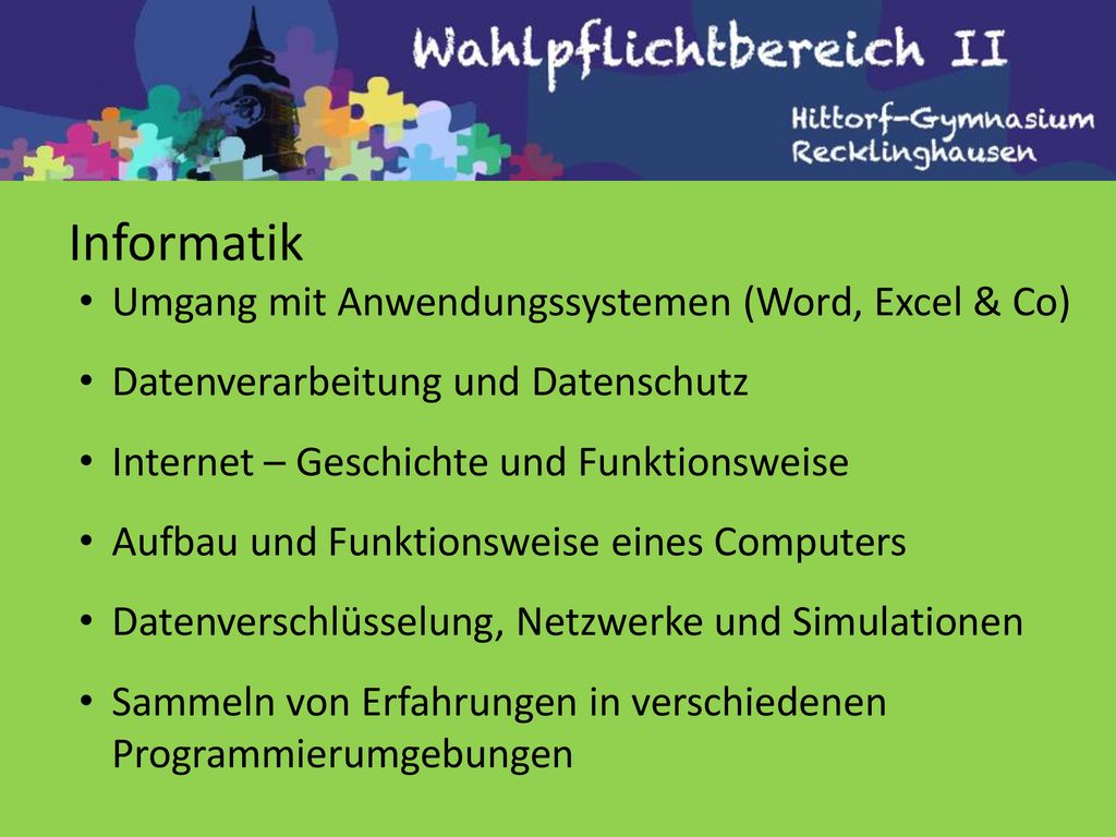 Informatik Umgang mit Anwendungssystemen (Word, Excel & Co)