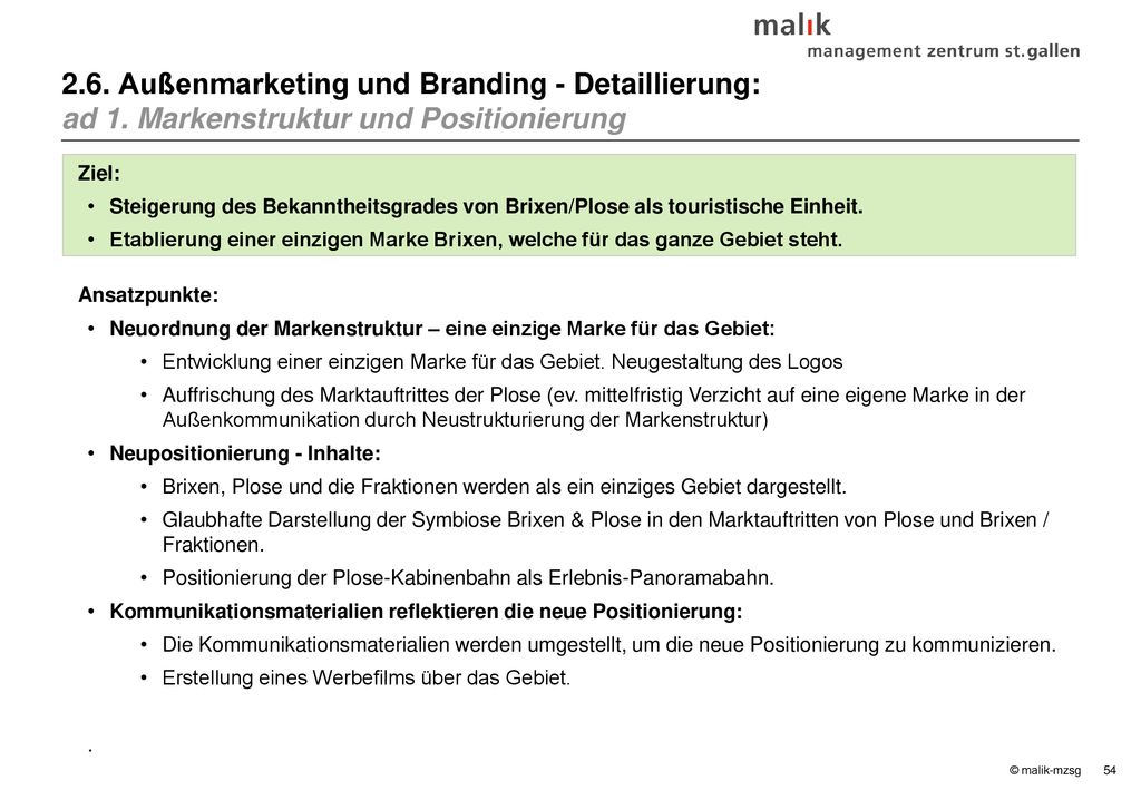 2. 6. Außenmarketing und Branding - Detaillierung: ad 1