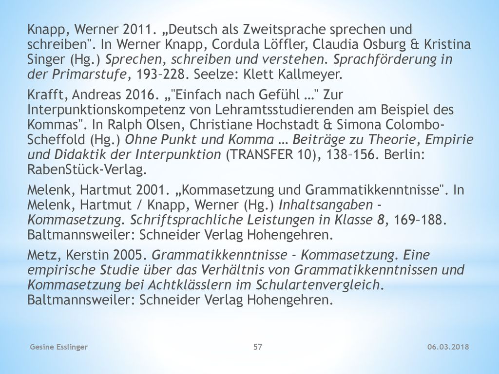 Knapp, Werner „Deutsch als Zweitsprache sprechen und schreiben