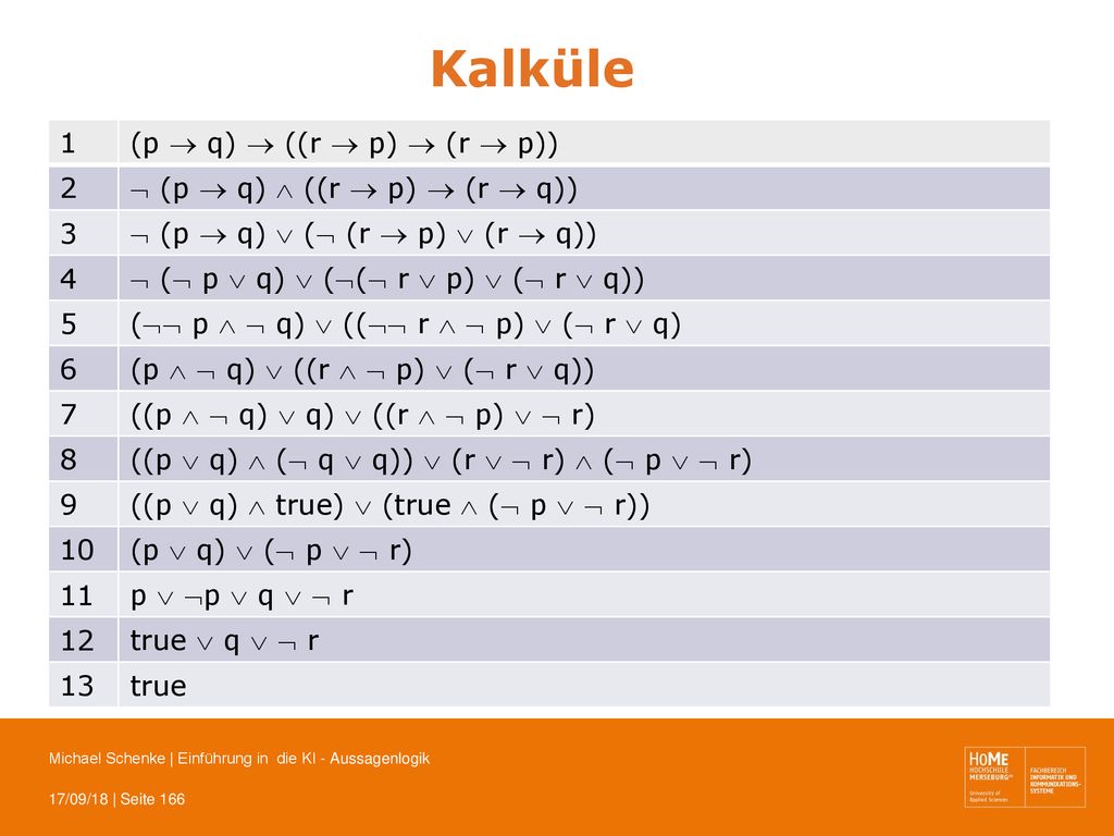 Kalküle 1 (p  q)  ((r  p)  (r  p)) 2