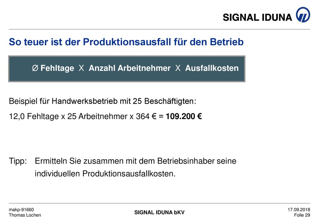 So teuer ist der Produktionsausfall für den Betrieb