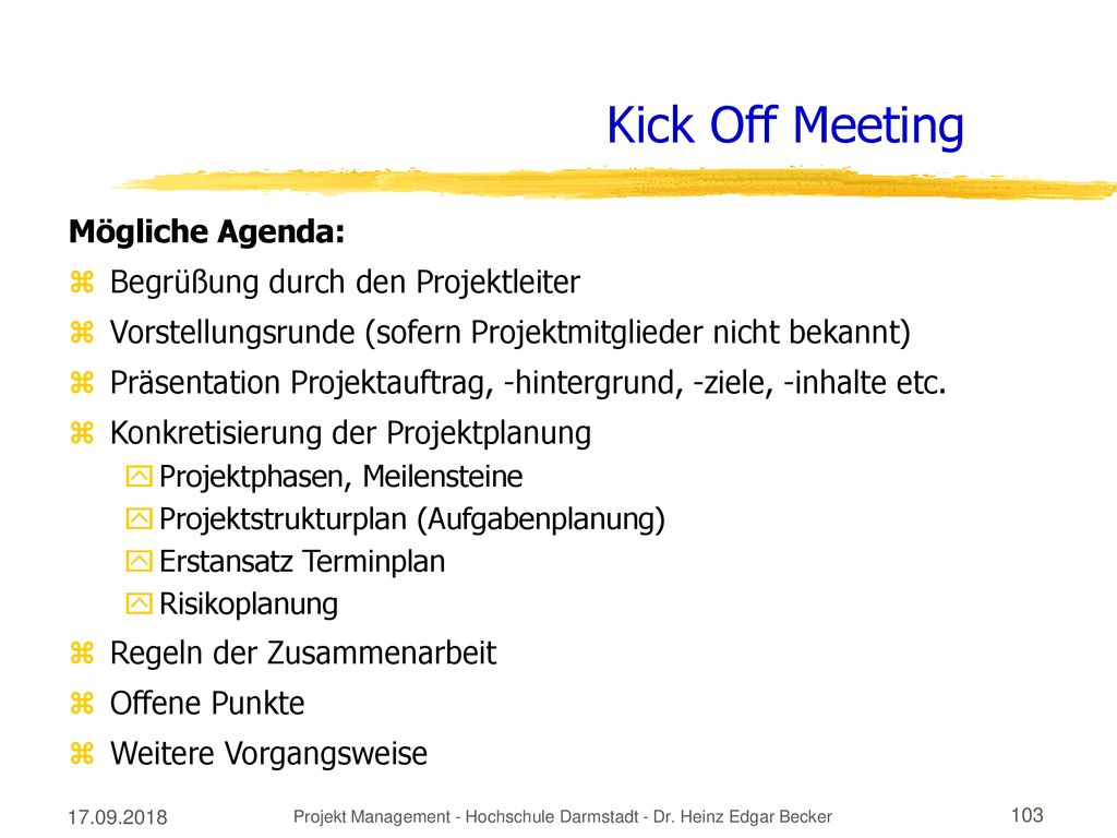 Projekt Management - Hochschule Darmstadt - Dr. Heinz Edgar Becker