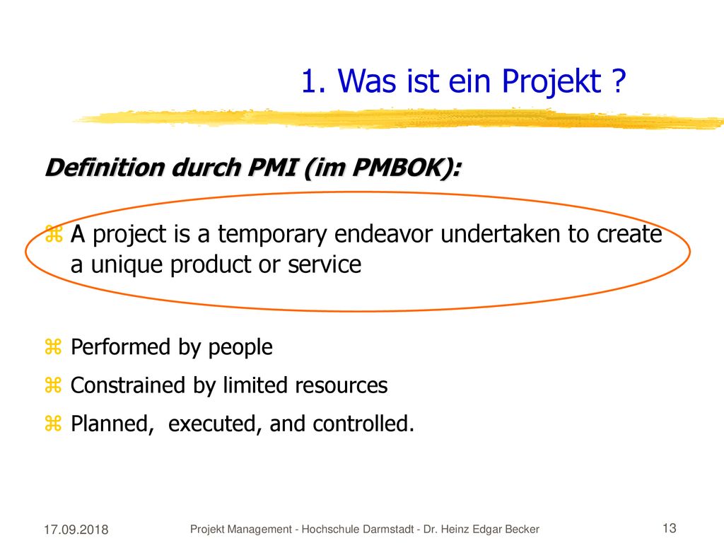 Projekt Management - Hochschule Darmstadt - Dr. Heinz Edgar Becker