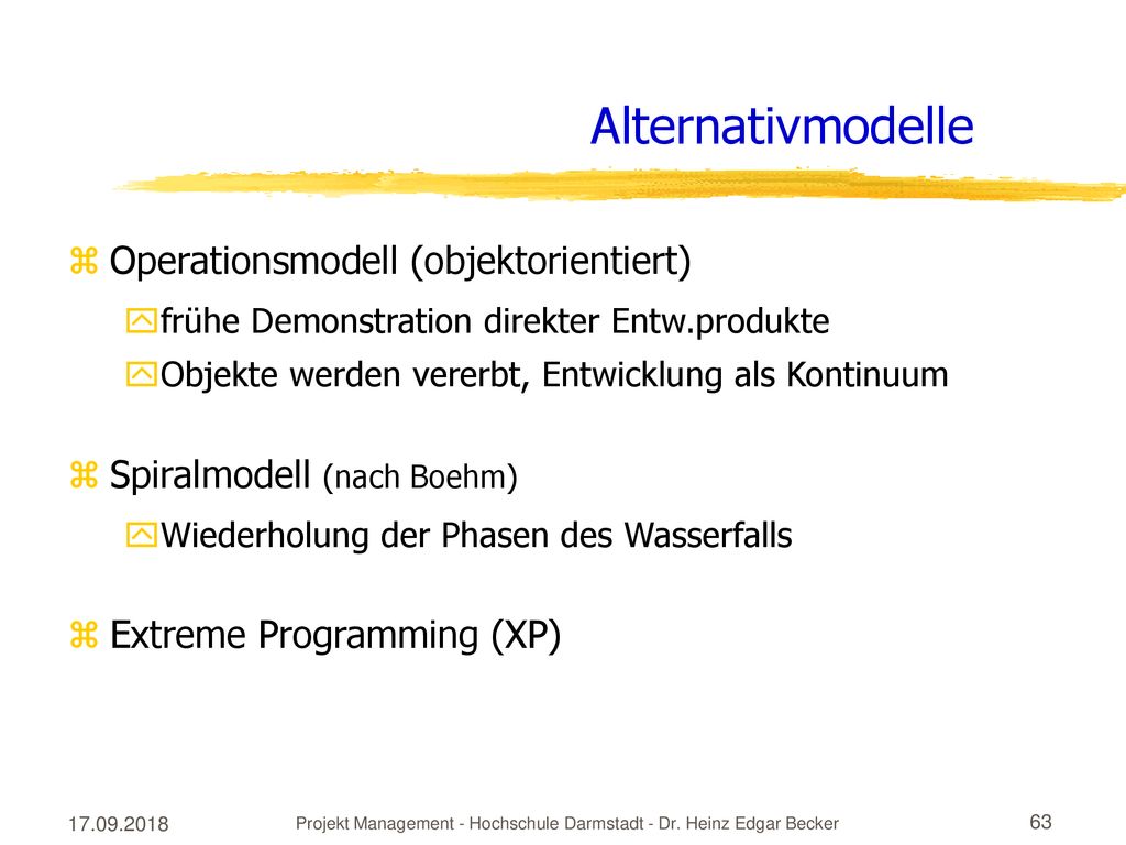 Projekt Management - Hochschule Darmstadt - Dr. Heinz Edgar Becker