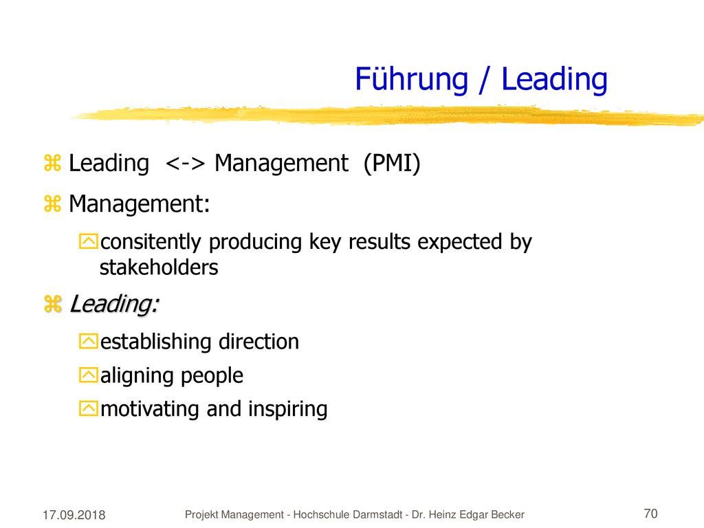 Projekt Management - Hochschule Darmstadt - Dr. Heinz Edgar Becker
