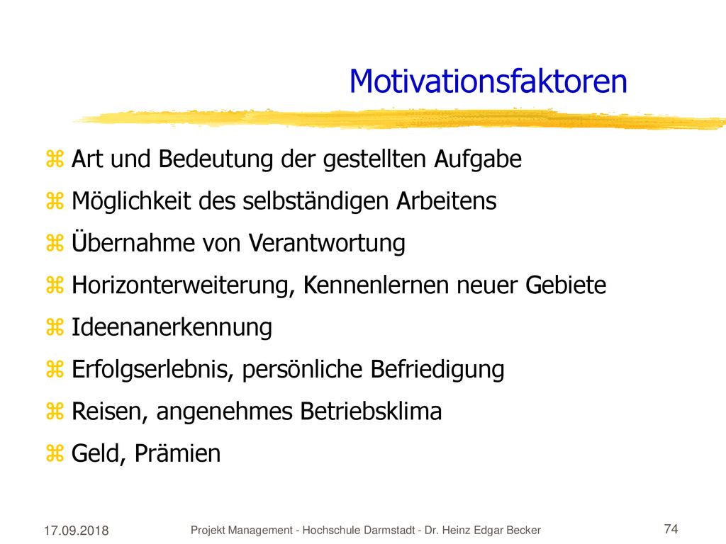 Projekt Management - Hochschule Darmstadt - Dr. Heinz Edgar Becker